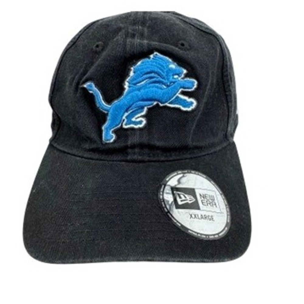 Detroit Lions NFL Hat Mens Fitted XX Large New Era Black Blue Embroidered
